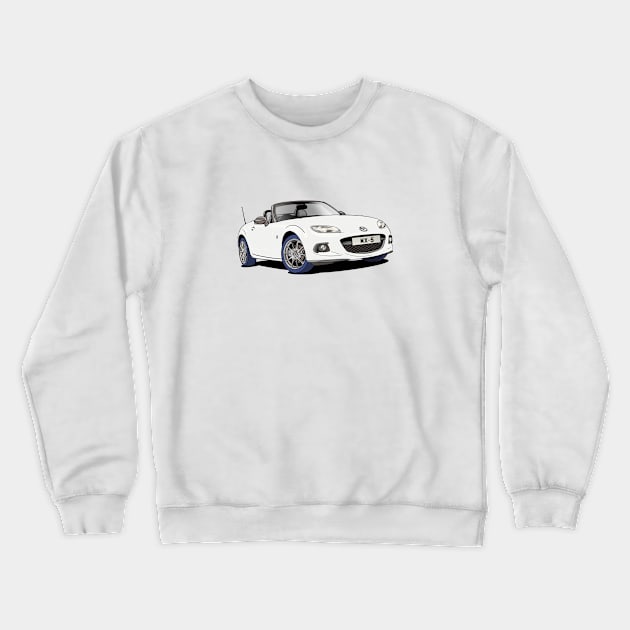White Mazda MX-5 Car Crewneck Sweatshirt by Webazoot